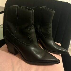 Primark Sleek Black Leather Heeled Boots